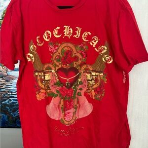 Vintage Ed Hardy by Christian Audigier Paco Chicano Red T-Shirt Gold Accents M